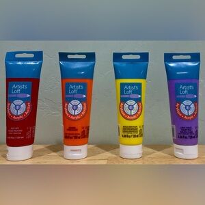 4 Brand New Sealed Academic Level Tubes Of Artists Loft Acrylic Paint.